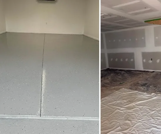 South Florida garage floor coating and interior drywall preparation work